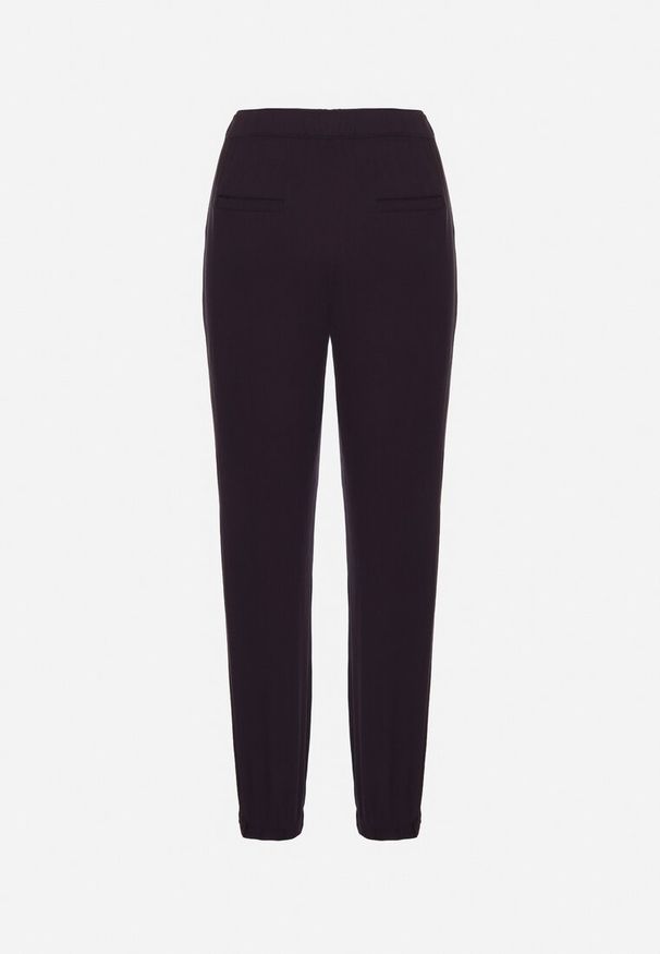 Born2be - Granatowe Spodnie Dresowe z Wysokim Stanem i Wiązaniem Elliene. Okazja: na co dzień. Stan: podwyższony. Kolor: niebieski. Materiał: dresówka. Styl: casual