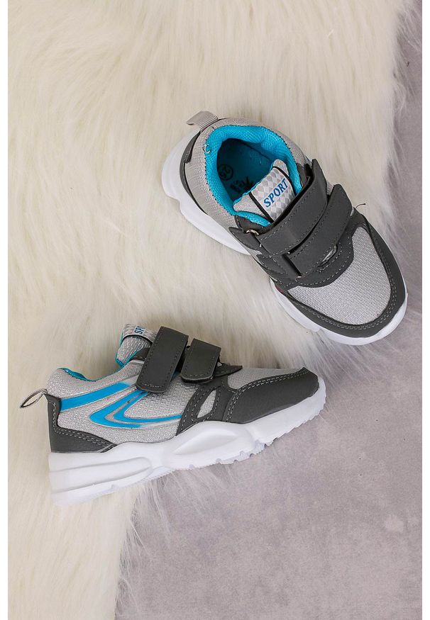 Casu - Szare buty sportowe na rzepy casu 002. Zapięcie: rzepy. Kolor: niebieski, wielokolorowy, szary