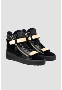 Giuseppe Zanotti - GIUSEPPE ZANOTTI Granatowe wysokie sneakersy, Rozmiar 42,5. Kolor: niebieski
