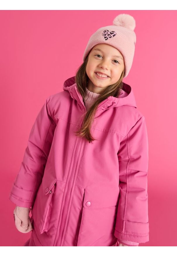 Sinsay - Kurtka z kapturem - różowy. Typ kołnierza: kaptur. Kolor: różowy. Długość: długie