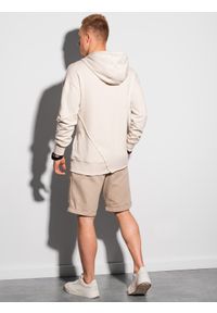 Ombre Clothing - Bluza męska z kapturem B1187 - biała - XXL. Typ kołnierza: kaptur. Kolor: biały. Materiał: poliester, bawełna, dzianina