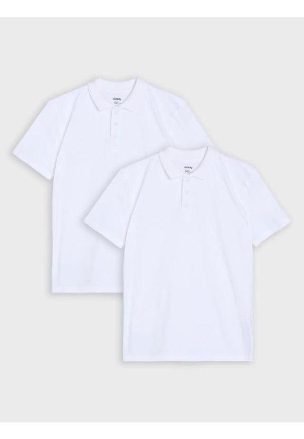 Sinsay - Koszulka polo 2 pack - biały. Typ kołnierza: polo. Kolor: biały