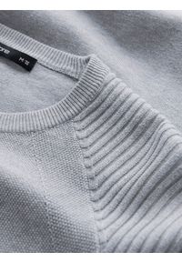 Ombre Clothing - Sweter męski raglanowy z prążkowanymi rękawami – szary melanż V3 - Rozmiar: XXL. Okazja: na co dzień. Kolor: szary. Materiał: prążkowany. Długość rękawa: raglanowy rękaw. Wzór: melanż. Styl: casual #3