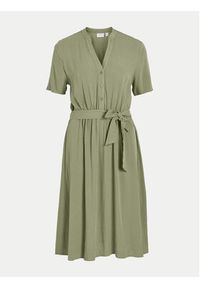 Vila Sukienka koszulowa Moashly 14089260 Zielony Regular Fit. Kolor: zielony. Materiał: wiskoza. Typ sukienki: koszulowe
