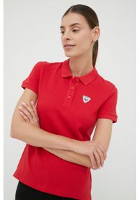 Rossignol t-shirt bawełniany kolor czerwony. Kolor: czerwony. Materiał: bawełna. Długość rękawa: krótki rękaw. Długość: krótkie. Wzór: aplikacja