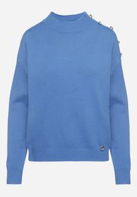 Born2be - Niebieski Sweter Półgolf z Modalem Wiskozą i Guzikami Emmiala. Okazja: na co dzień. Kolor: niebieski. Materiał: wiskoza. Długość rękawa: długi rękaw. Długość: długie. Styl: elegancki, casual #7