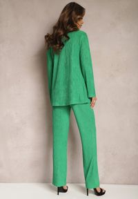 Renee - Zielony 3-częściowy Plisowany Komplet z Topem Koszulą i Spodniami Vinett. Kolor: zielony. Materiał: tkanina #4