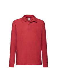 FRUIT OF THE LOOM - Koszulka Polo Z Długim Rękawem Dla Dzieci. Typ kołnierza: polo. Kolor: czerwony. Długość rękawa: długi rękaw. Długość: długie