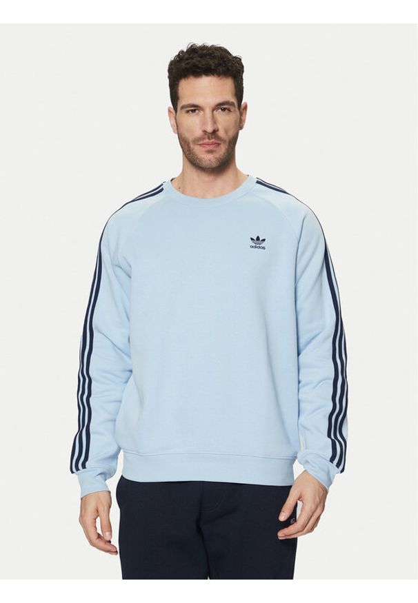 Adidas - adidas Bluza adicolor Classics 3-Stripes JN7026 Błękitny Regular Fit. Kolor: niebieski. Materiał: syntetyk, bawełna