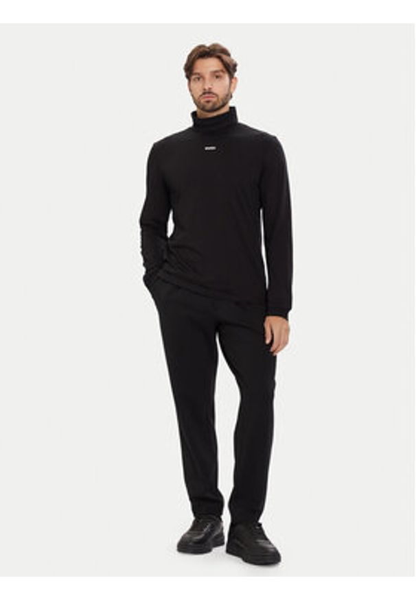 Hugo - HUGO Golf Daporollo 50547372 Czarny Regular Fit. Typ kołnierza: golf. Kolor: czarny. Materiał: bawełna