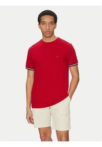 TOMMY HILFIGER - Tommy Hilfiger T-Shirt Global Stripe MW0MW38630 Czerwony Regular Fit. Kolor: czerwony. Materiał: bawełna #1