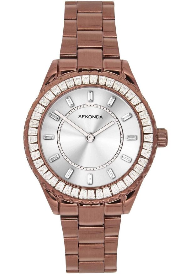 Zegarek Sekonda Zegarek damski Sekonda 40733 CYRKONIE brązowy. Kolor: brązowy
