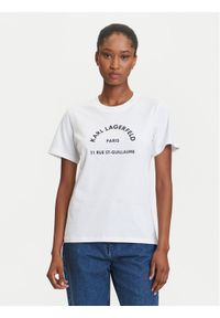 Karl Lagerfeld - KARL LAGERFELD T-Shirt A3W17105 Biały Regular Fit. Typ kołnierza: dekolt w karo. Kolor: biały. Materiał: bawełna