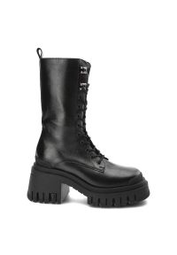 Czarne Botki Carinii Modne Buty Damskie Na Jesień. Kolor: czarny. Materiał: skóra. Sezon: jesień. Styl: klasyczny