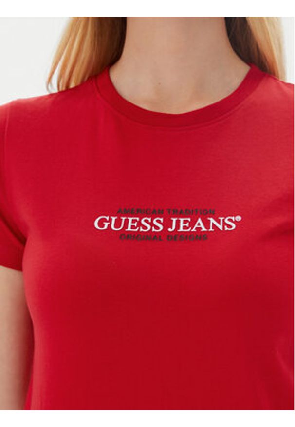 Guess Jeans T-Shirt W5RI4 2K8HM0 Czerwony Regular Fit. Kolor: czerwony. Materiał: bawełna