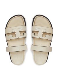 Tory Burch Klapki Ines Sport Slide 161636 Écru. Materiał: skóra. Styl: sportowy