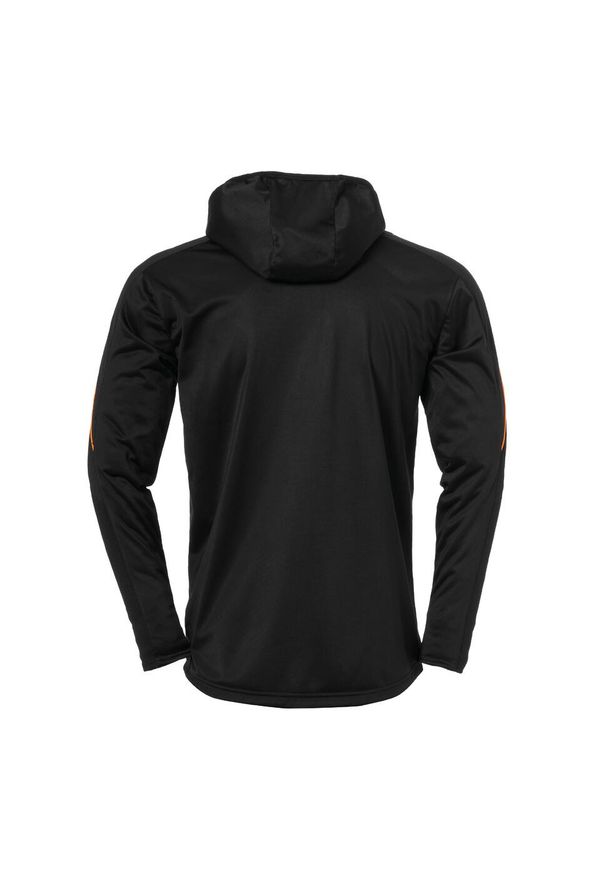 UHLSPORT - Kurtka dziecięca z kapturem Uhlsport Stream 22. Typ kołnierza: kaptur. Kolor: wielokolorowy, czarny, pomarańczowy. Materiał: dresówka. Sport: piłka nożna