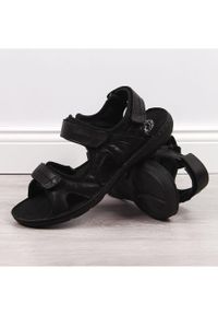 Sandały męskie skórzane na rzepy czarne Łukbut 991. Zapięcie: rzepy. Kolor: czarny. Materiał: skóra #6