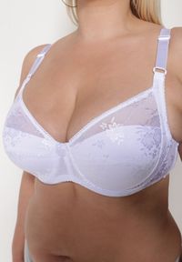 Renee - Biały Full Cup Biustonosz z Koronką Vikonie. Kolor: biały. Materiał: koronka. Wzór: koronka #4