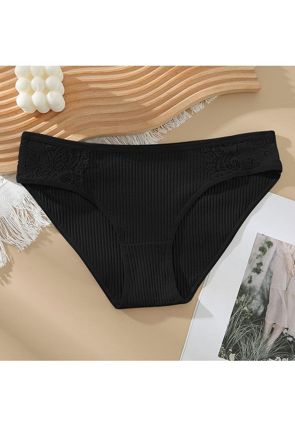 Intica - Figi koronkowe z elastycznego materiału na co dzień i okazje Dafni. Kolor: czarny. Materiał: materiał, koronka