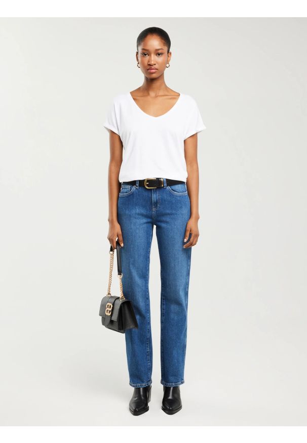 Big-Star - Jeansy damskie z prostą nogawką niebieskie Myrra 313. Stan: podwyższony. Kolor: niebieski. Długość: krótkie. Styl: vintage, klasyczny, elegancki