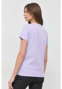 Karl Lagerfeld t-shirt bawełniany kolor fioletowy. Kolor: fioletowy. Materiał: bawełna. Długość rękawa: krótki rękaw. Długość: krótkie. Wzór: nadruk #4