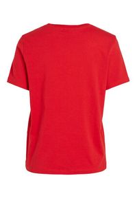 Vila T-Shirt 14090227 Czerwony Regular Fit. Kolor: czerwony. Materiał: bawełna #7