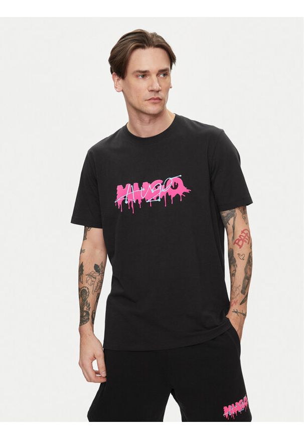 Hugo T-Shirt Decation 50515282 Czarny Regular Fit. Kolor: czarny. Materiał: bawełna