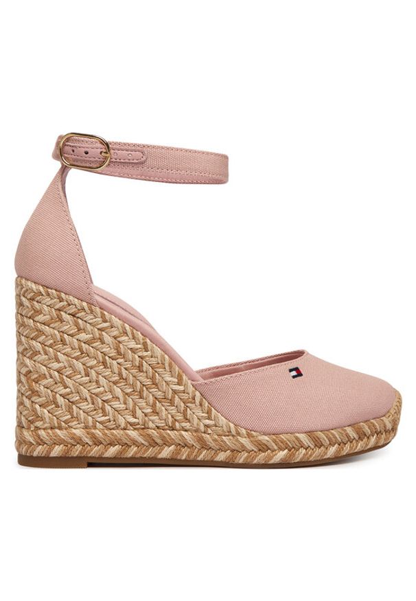 TOMMY HILFIGER - Tommy Hilfiger Espadryle Flag High Wedge Espad Closed Toe FW0FW09225 Różowy. Kolor: różowy. Materiał: materiał