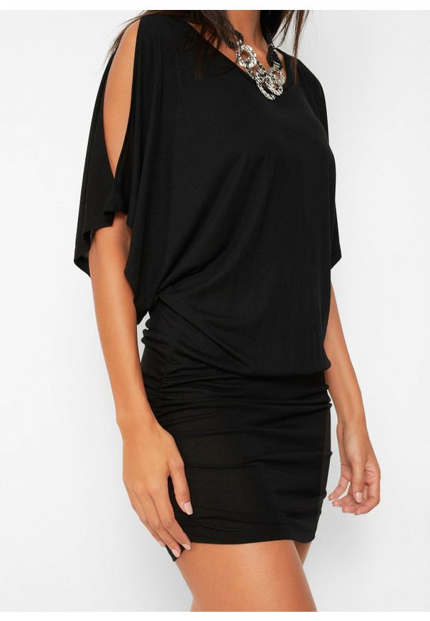 bonprix - Długi shirt plażowy. Okazja: na plażę. Kolor: czarny. Długość: długie. Styl: elegancki