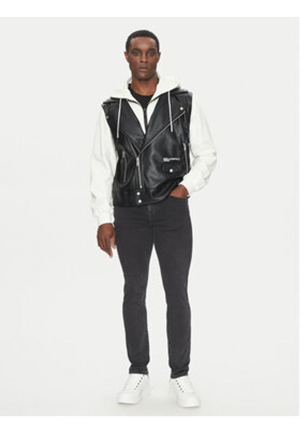 Karl Lagerfeld Jeans Kurtka przejściowa A1M15005 Czarny Regular Fit. Kolor: czarny. Materiał: skóra, bawełna