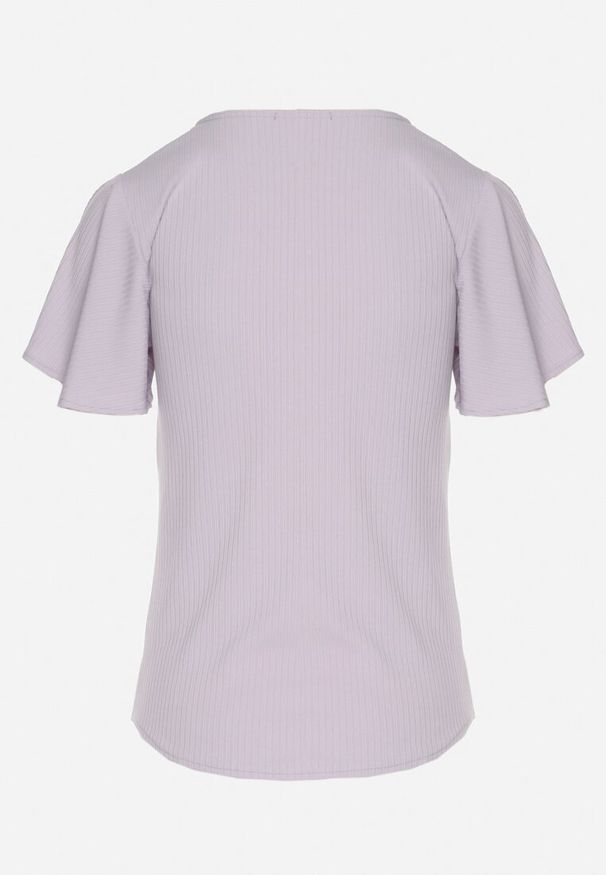 Born2be - Jasnofioletowa Bluzka Ozdobiona Szerokimi Rękawami Sunlisa. Okazja: na co dzień. Kolor: fioletowy. Materiał: jeans. Wzór: aplikacja. Styl: klasyczny, casual