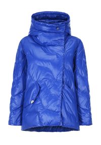 Ochnik - Kurtka puchowa damska oversize. Typ kołnierza: kaptur. Kolor: niebieski. Materiał: nylon #4