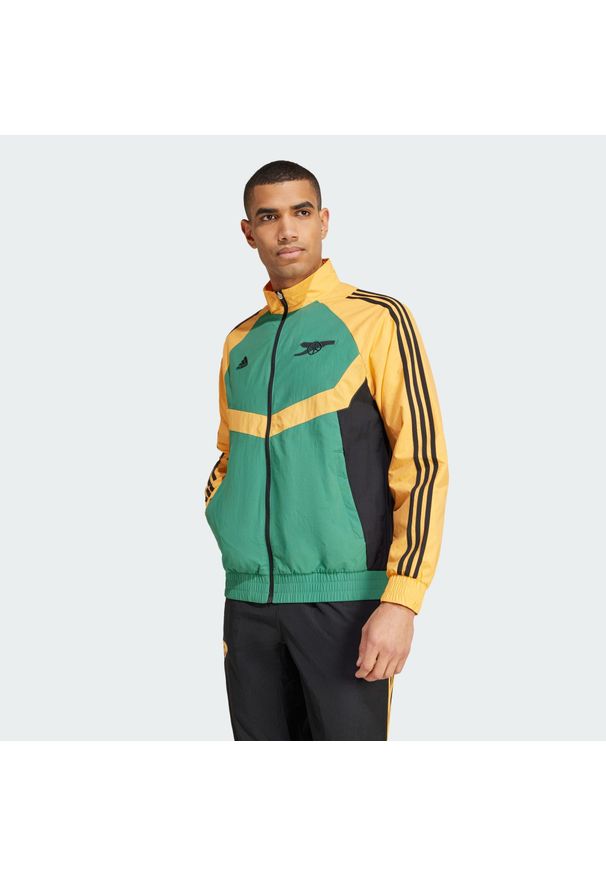 Adidas - Bluza dresowa Arsenal Seasonal. Kolor: pomarańczowy, zielony, wielokolorowy. Materiał: dresówka. Sport: piłka nożna
