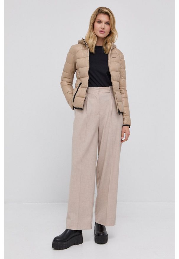 Samsoe & Samsoe - Samsoe Samsoe Spodnie damskie kolor beżowy fason culottes high waist. Stan: podwyższony. Kolor: beżowy. Materiał: poliester, tkanina