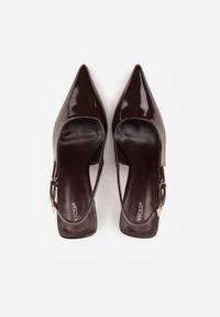 Born2be - Brązowe Lakierowane Szpilki Vices na Szpilce Bez Pięty Tillanea. Zapięcie: sprzączka. Kolor: brązowy. Materiał: lakier. Obcas: na szpilce. Styl: elegancki, klasyczny #7