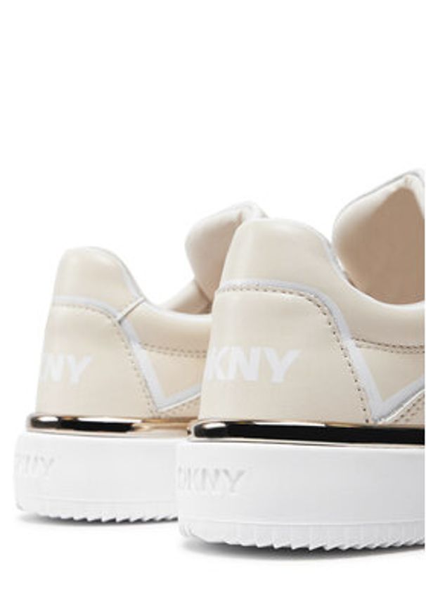 DKNY Sneakersy K3491306 Écru. Materiał: skóra