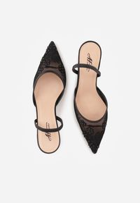 Born2be - Czarne Sandały na Szpilce z Koronką Caskstar. Kolor: czarny. Materiał: koronka. Wzór: koronka. Obcas: na szpilce. Styl: elegancki, klasyczny #8