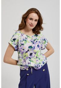 MOODO - Wzorzysta koszula w kwiaty fioletowa. Kolor: fioletowy. Wzór: kwiaty