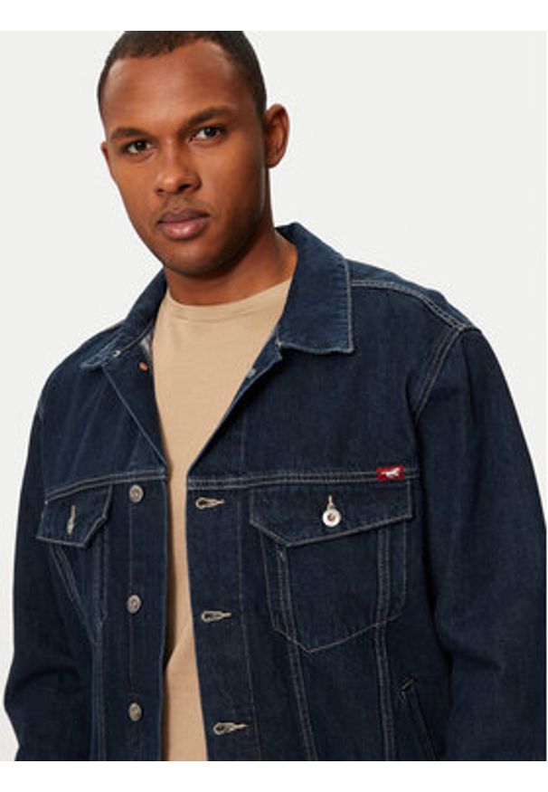 Mustang Kurtka jeansowa Dallas 1015542 Granatowy Regular Fit. Kolor: niebieski. Materiał: bawełna