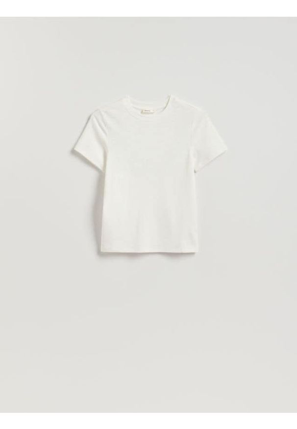 Reserved - T-shirt z aplikacjami - biały. Kolor: biały. Materiał: dzianina, bawełna. Wzór: aplikacja