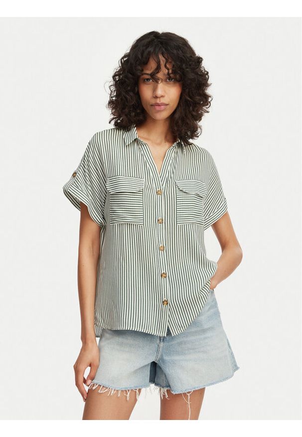 Vero Moda Koszula Bumpy 10310139 Zielony Regular Fit. Kolor: zielony. Materiał: wiskoza