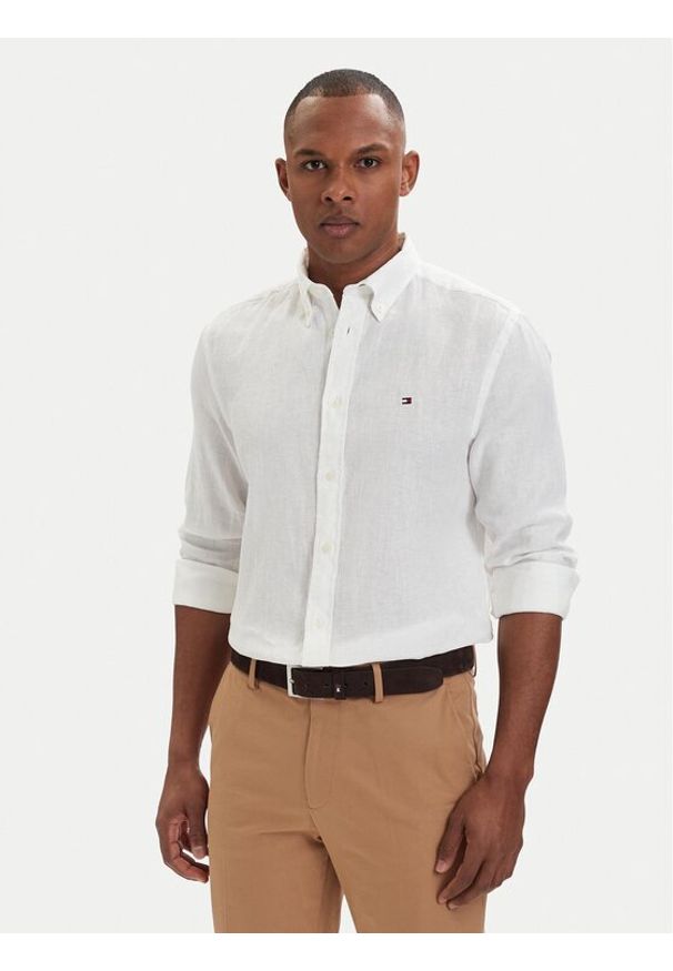 TOMMY HILFIGER - Tommy Hilfiger Koszula MW0MW41530 Biały Regular Fit. Kolor: biały. Materiał: len