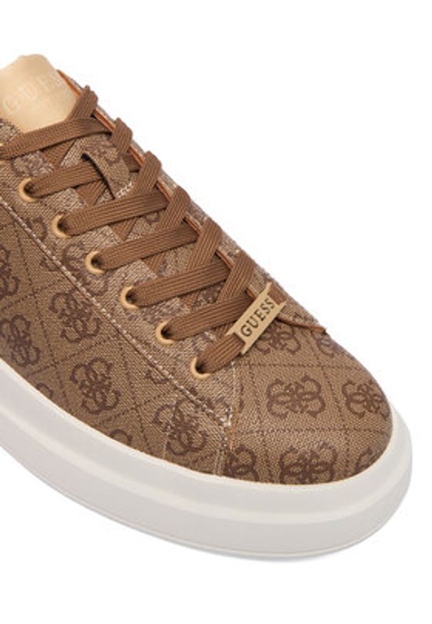 Guess Sneakersy FMPELA FAL12 Brązowy. Kolor: brązowy. Materiał: skóra