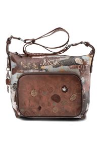 Brązowa Torebka Anekke Elegancka Listonoszka Damska. Kolor: brązowy. Wzór: aplikacja. Materiał: zdobione. Styl: elegancki #1