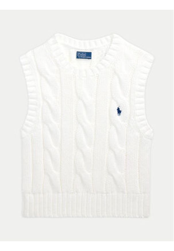 Polo Ralph Lauren Sweter 211959295001 Biały Slim Fit. Typ kołnierza: polo. Kolor: biały. Materiał: bawełna