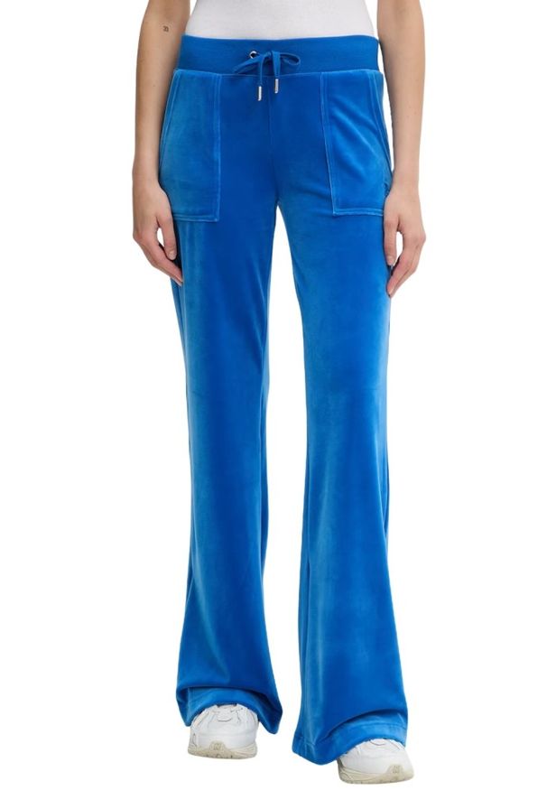 Juicy Couture - JUICY COUTURE Chabrowe spodnie dresowe damskie Layla Low Rise, Rozmiar XS. Stan: obniżony. Kolor: niebieski. Materiał: dresówka