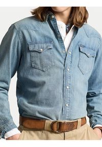 Polo Ralph Lauren Koszula jeansowa 710703936001 Niebieski Regular Fit. Typ kołnierza: polo. Kolor: niebieski. Materiał: bawełna #4