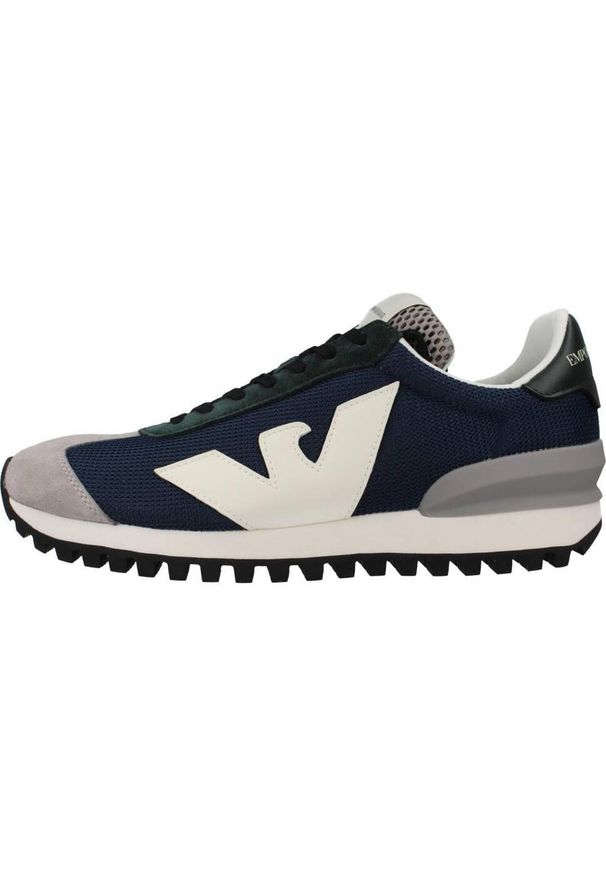 EA7 - Kapcie EMPORIO ARMANI X4X583 Niebieski. Kolor: niebieski. Materiał: tkanina, skóra. Sport: turystyka piesza