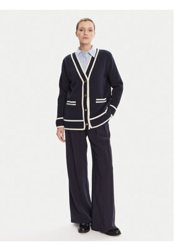 GANT - Gant Kardigan 4805340 Granatowy Relaxed Fit. Kolor: niebieski. Materiał: bawełna